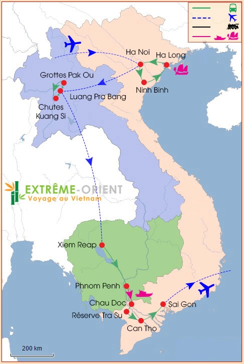 Aventure combinée Circuit Vietnam Cambodge Laos jours