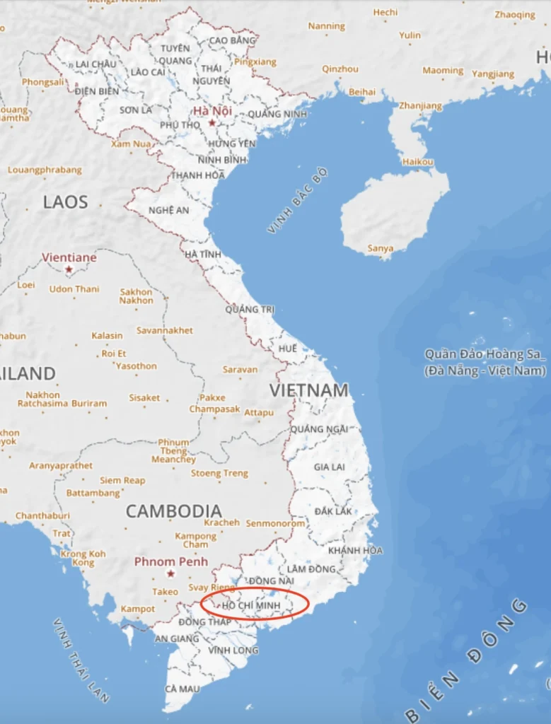 La carte de Hô Chi Minh-Ville