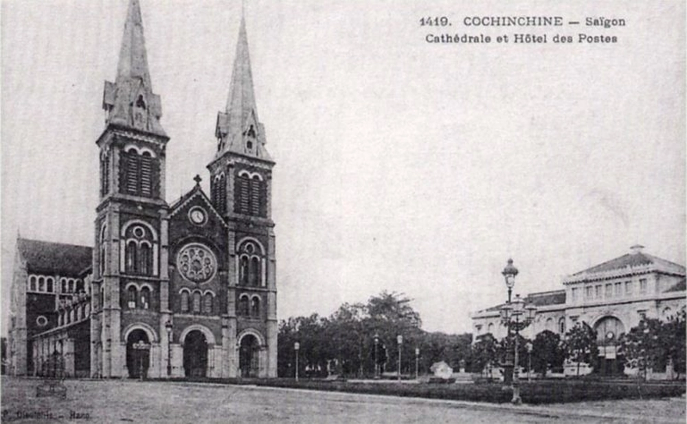 La vieille photo de la cathédrale Notre-Dame de Saigon